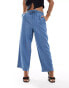 Фото #4 товара Vila Petite wide leg trousers with tie waist in blue chambray