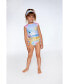 ფოტო #3 პროდუქტის Girl Two Piece Rash guard Swimsuit Palm Leaf Pastel Print - Child