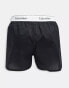 Фото #2 товара Calvin Klein 2 pack woven boxers with contrast waistband in black