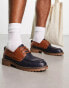 Фото #8 товара ASOS DESIGN boat shoes in tan and navy contrast faux leather