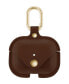 Brown Leather Apple AirPods Case with Gold-Tone Snap Closure and Carabiner Clip