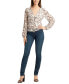 ფოტო #3 პროდუქტის Juniors' Printed V-Neck Long-Sleeve Smocked-Back Top