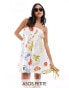 Фото #1 товара ASOS DESIGN petite ruched bust mini sundress with adjustable straps in all over print