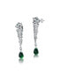 ფოტო #1 პროდუქტის Sterling Silver White Gold Plated with Emerald and Clear Cubic Zirconia Fauna Drop Earrings