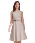 ფოტო #5 პროდუქტის Women's Sleeveless Crewnek Herringbone Belted Fit & Flare Dress