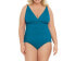 Time and Tru One Piece Swimsuit Women's XL Odes Sea Nylon Stretch Plunge V Neck