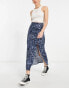 Фото #4 товара ASOS DESIGN Tall midi slip skirt with thigh split in dark blue leopard print