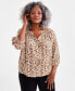 Фото #1 товара Plus Size Shine Leopard-Print Blouse, Created for Macy's