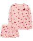 Фото #2 товара Adult 2-Piece Heart Fleece Pajamas XL