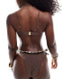 Фото #2 товара Miss Selfridge lace trim cupped bikini top in chocolate