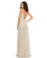 ფოტო #3 პროდუქტის Women's Metallic Sequined Plunge Neck Gown