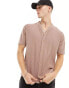 ASOS DESIGN waffle baseball t-shirt in brown