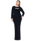 ფოტო #1 პროდუქტის Plus Size Long-Sleeve Cutout Glitter-Knit Gown