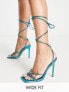Фото #1 товара Public Desire Wide Fit Dax tie ankle heel sandals in metallic blue