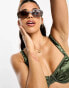 Фото #4 товара South Beach ruched cup underwire bikini top in high shine green