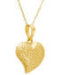 Фото #3 товара Italian Gold textured Puff 17" Heart Pendant Necklace in 10k Gold