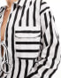 ASOS DESIGN cropped shirt with tie front in mono stripe