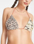 Фото #6 товара RVCA reversible colour block string triangle bikini top in multi print