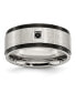 ფოტო #1 პროდუქტის Stainless Steel Brushed Black IP-plated Black CZ 9mm Band Ring