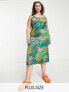 Фото #1 товара COLLUSION Plus butterfly print cami midi dress in green