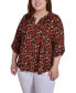 ფოტო #1 პროდუქტის Plus Size 3/4 Roll Sleeve Top