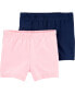Baby 2-Pack Pink/Navy Bike Shorts 3M