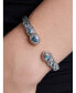 Swiss Blue Topaz, Amethyst & Bali Ubud Cuff Bracelet in Sterling Silver and 18K Gold
