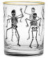 14-Ounce 22 Carat Gold-Tone Rim DOF (Double Old Fashioned) Glass Set of 4 - Dancing Skeletons