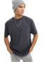 Фото #1 товара ASOS DESIGN crew neck relaxed waffle t-shirt in charcoal