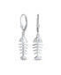 ფოტო #1 პროდუქტის Nautical Vacation Ocean Sea Lever back Drop Dangle Skeleton Fishbone Fish Earrings For Women Teen .925 Sterling Silver