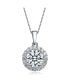 Фото #4 товара Classic Sterling Silver with Round Cubic Zirconias Halo Necklace