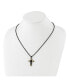 ფოტო #3 პროდუქტის Black and Yellow IP-plated Cross Pendant 19.5 inch Box Chain