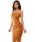 Women's Ruched Midi Faux Leather Dress