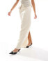 NA-KD x Laura Jane Stone maxi skirt with front pockets and back split detail in beige