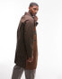 Фото #4 товара Topman deconstructed mac with contrast panel in brown