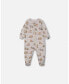 Baby Boys Baby Organic Cotton One Piece Pajama Beige Mix Printed Racoons