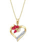 ფოტო #1 პროდუქტის Ruby (3/8 ct. t.w.) & Diamond (1/20 ct. t.w.) Heart 18" Pendant Necklace in 14k Gold