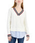Фото #1 товара Women's Cable-Knit Layered-Look Sweater