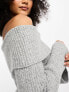 Фото #5 товара Bailey Rose off shoulder crop jumper in soft grey knit co-ord