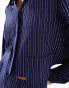 Extro & Vert button front collared shirt in navy pinstripe co-ord Синий, DE 36 - фото #4