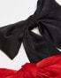 Stradivarius 2 pack longline hair bows in black and red