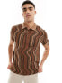 Фото #3 товара ASOS DESIGN polo in brown and beige wavy stripe