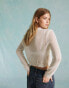 Miss Selfridge sheer heart knit jumper in cream