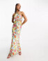 Фото #2 товара Forever New chain halter neck maxi dress in yellow and pink floral
