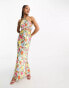 Forever New chain halter neck maxi dress in yellow and pink floral