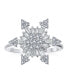 ფოტო #2 პროდუქტის Winter Holiday Christmas Statement Clear Cubic Zirconia Flower CZ Snowflake Fidget Spinner Ring Cocktail For Women Sterling Silver