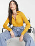 NA-KD knitted long sleeve polo top in mustard