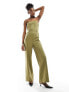 Extro & Vert bandeau wide leg jumpsuit in khaki