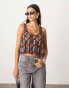 ASOS EDITION geo embellished cut work vest top in red