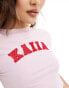 Фото #3 товара Kaiia – Kurzes, knappes T-Shirt in Rosa mit Logo, Kombiteil